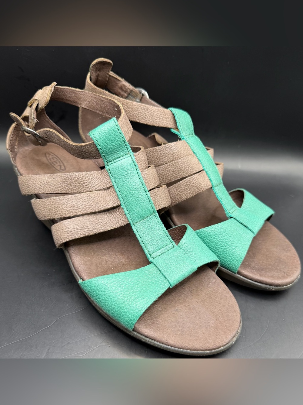 Keen Women’s Victoria- Teal and‎ Taupe Strappy Leather Sandal/
- Size:8